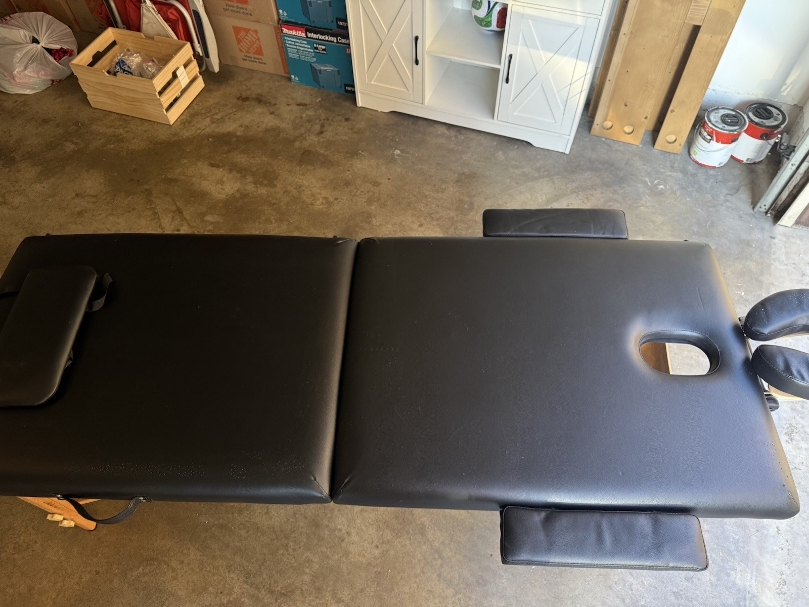 FDS Massage Portable Foldable Massage Table Black Adjustable Headrest Wood Frame