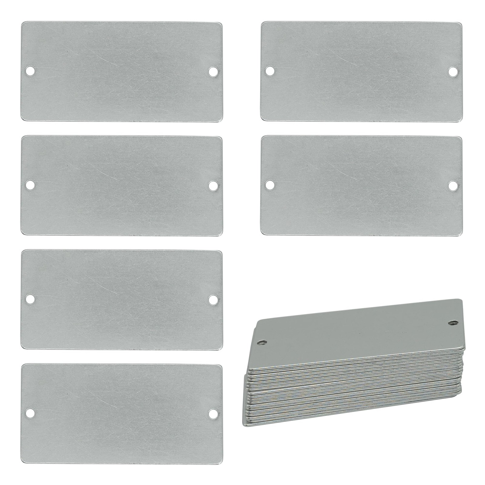 25 Pack Silver Aluminum Engraving Blanks with 2 Holes 1.5x3 Inch Metal Tags