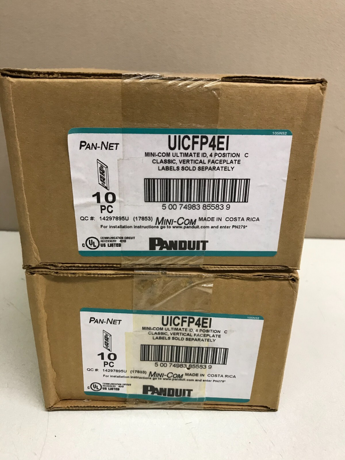LOT of 20 NEW Panduit Mini-Com UICFP4EI 4-Position Vertical Faceplate