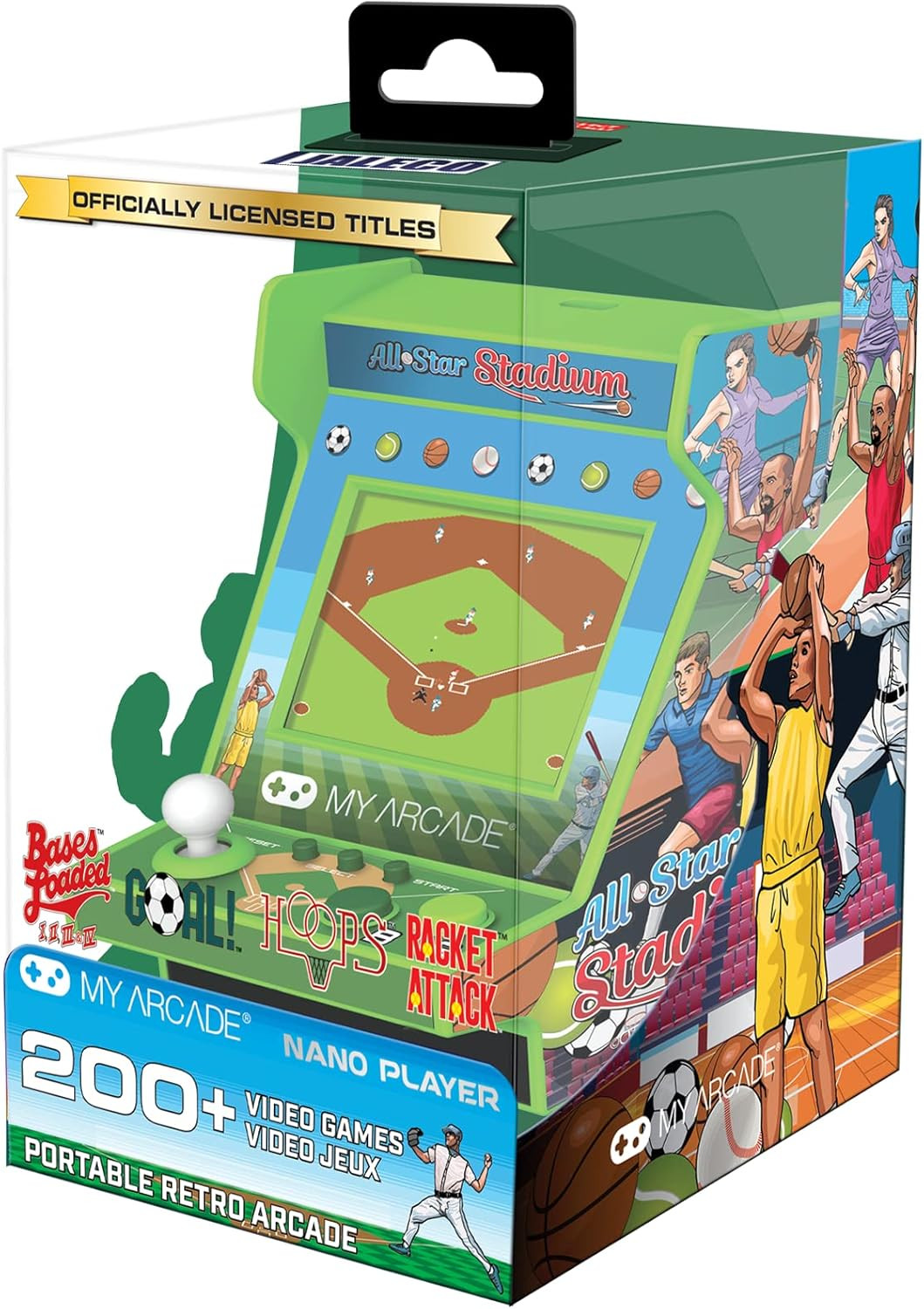 All Star Stadium Nano Player- Portable Mini Arcade Machine with 207 Retro Games,