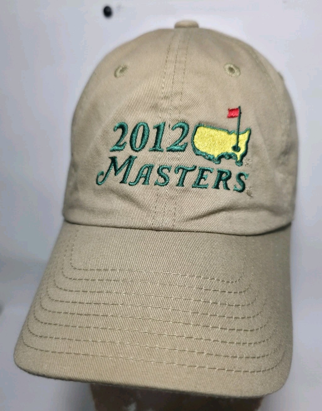 2012 Masters Golf Tournament Hat Strap Back American Needle Beige Cotton    (T2)