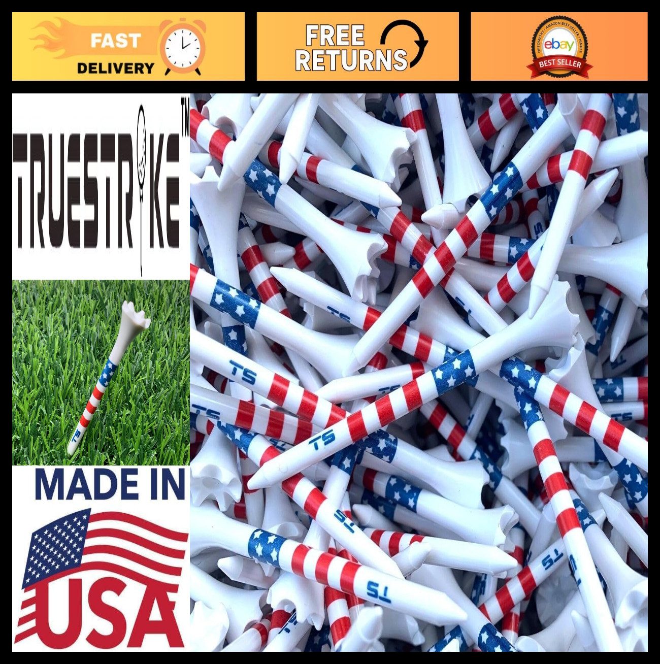 Premium Golf Tees 3¼" & 2¾" - Durable Plastic Performance Tees (100 Pack)