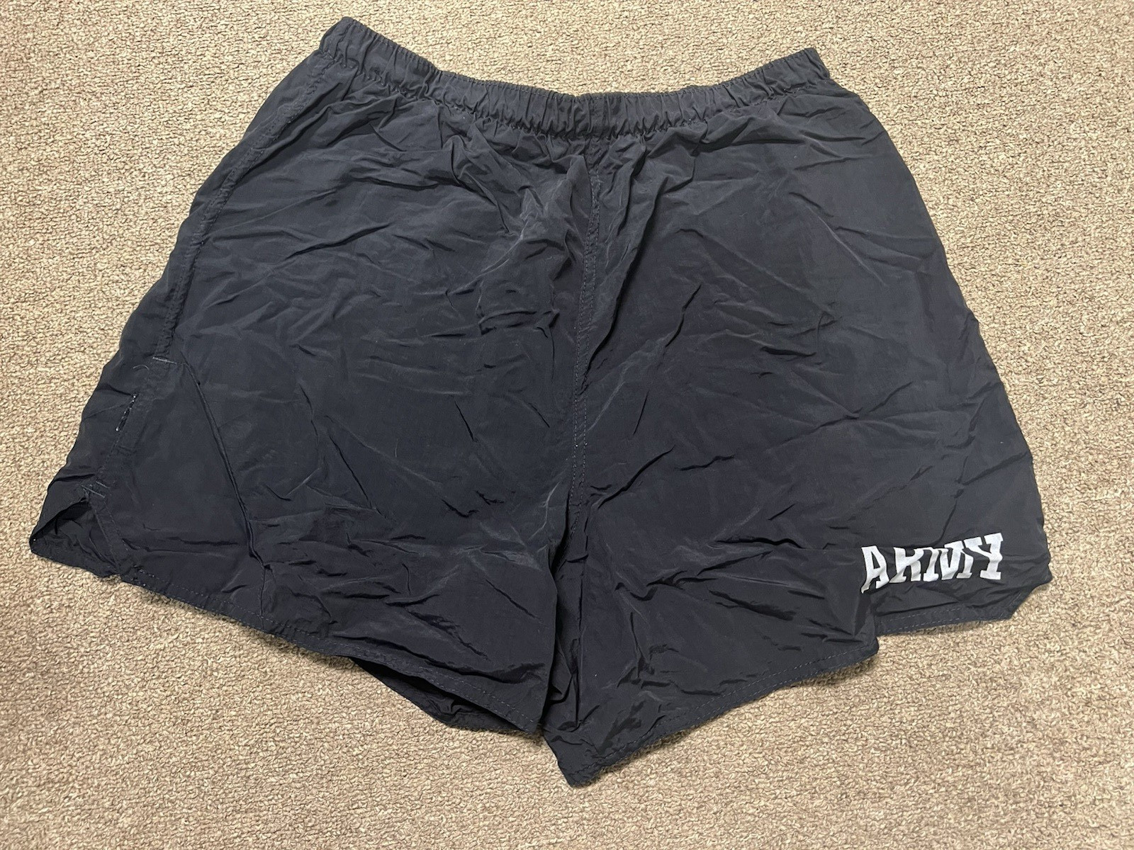 US ARMY IPFU BLACK SHORTS PT TRUNKS LARGE USED  # L02