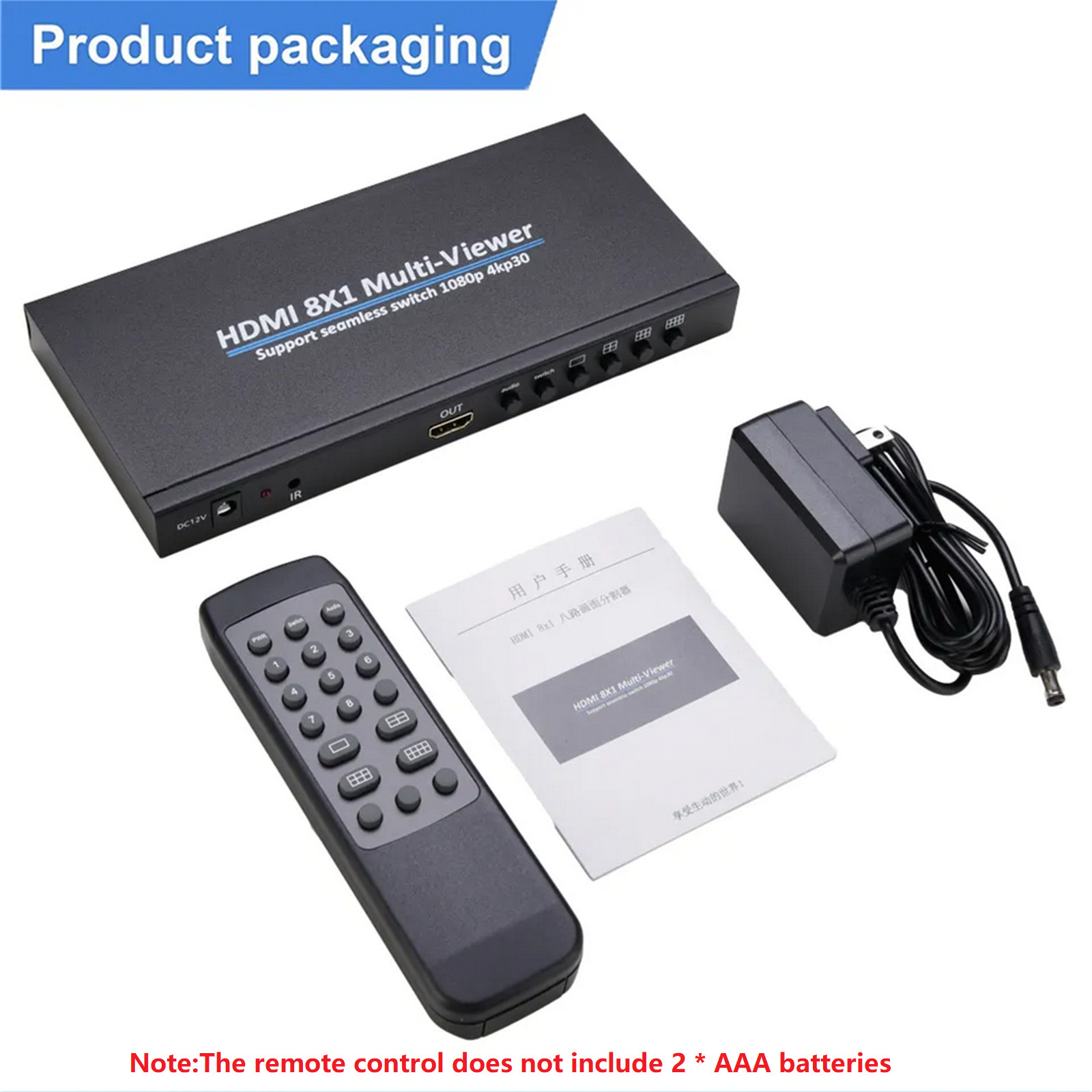 HDMI-Compatible Multiviewer Splitter 4K 8 In 1 Out Screen Multi Viewer Durable