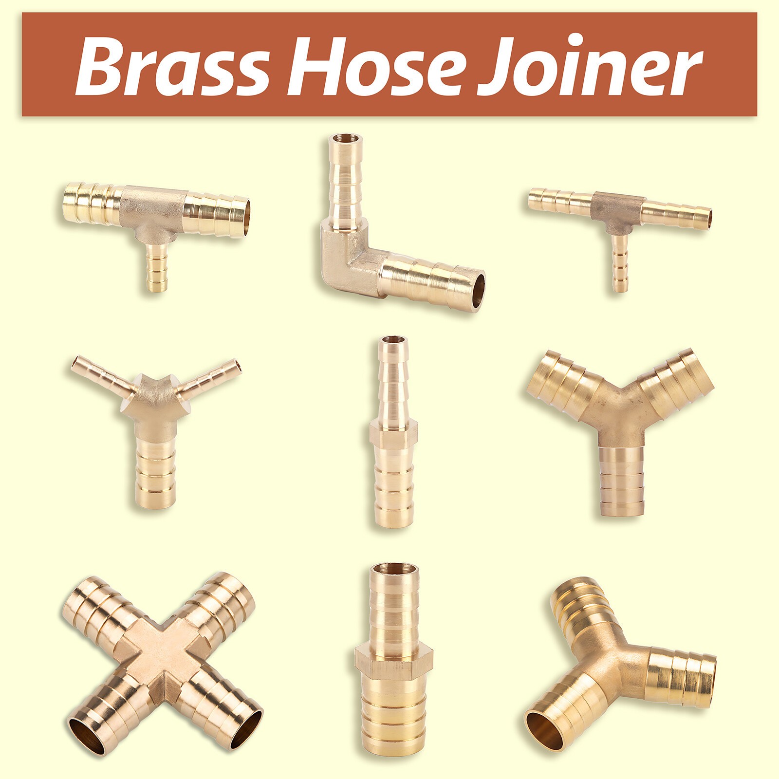 Brass T / Y / L Piece 4 WAY Joiner Fuel Hose Joiner Tee Connector Air Water Gas