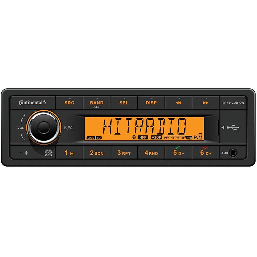 Continental Stereo w/AM/FM/BT/USB - 12V TR7412UB-OR WITH ISO HARNESS!
