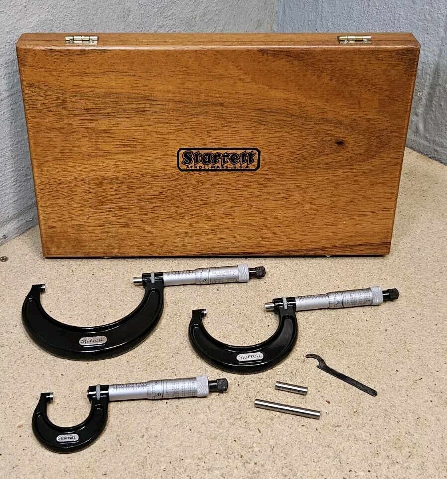 Starrett No. 436 outside micrometer set - .0" to 3.000" - Made in the U.S.A.