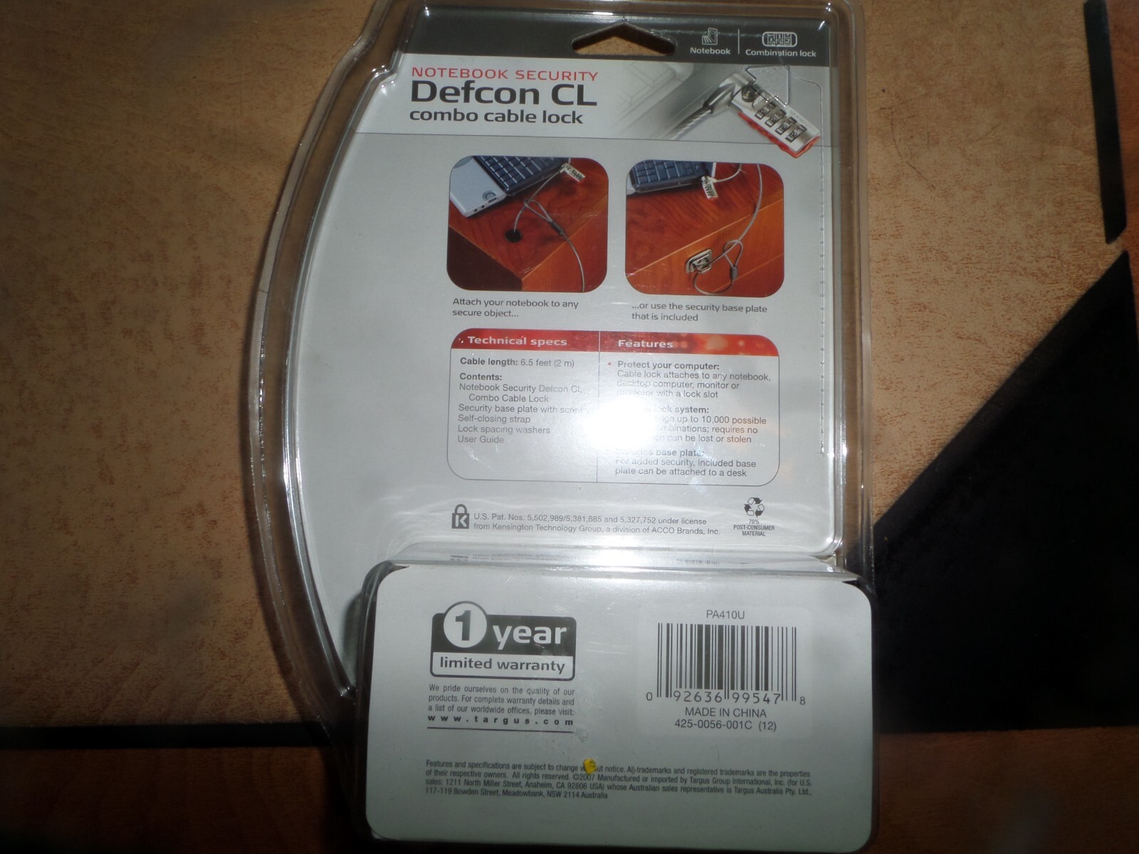 Targus Notebook Security Defcon CL Combo Cable Lock