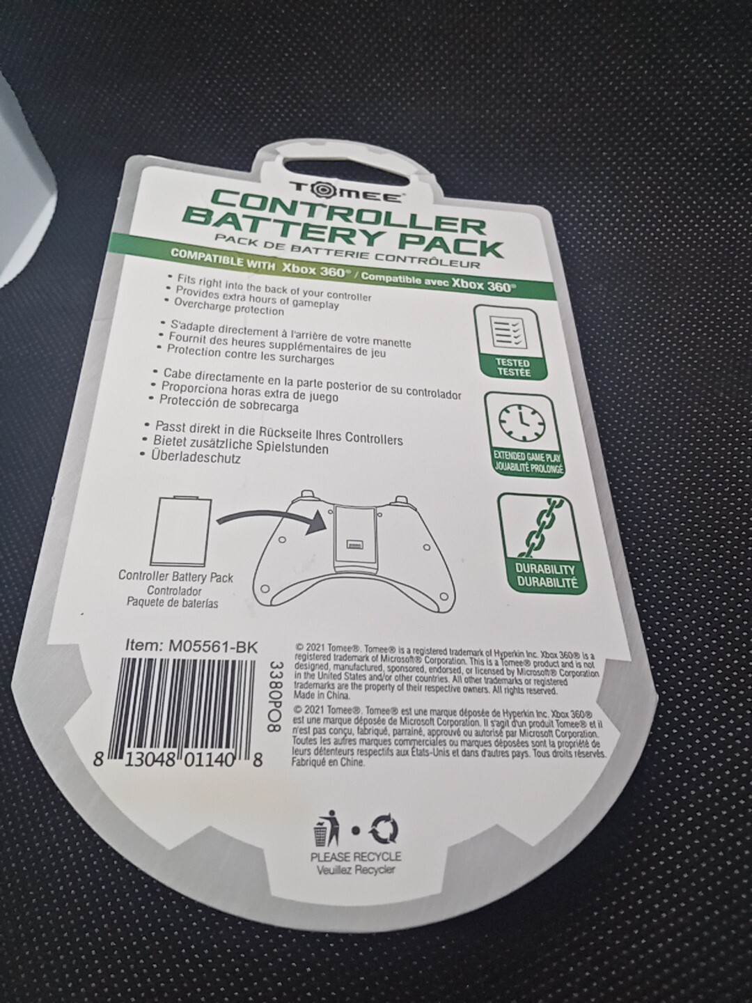 Tomee Rechargeable Controller Battery Pack for Xbox 360 - Black