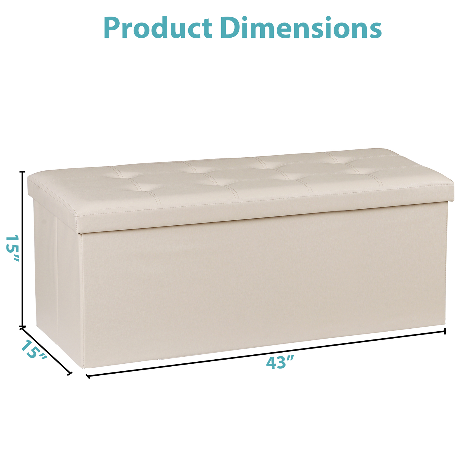 43" Folding Storage Ottoman Bench Fireproof Storage Chest Foot Rest Stool 660lbs
