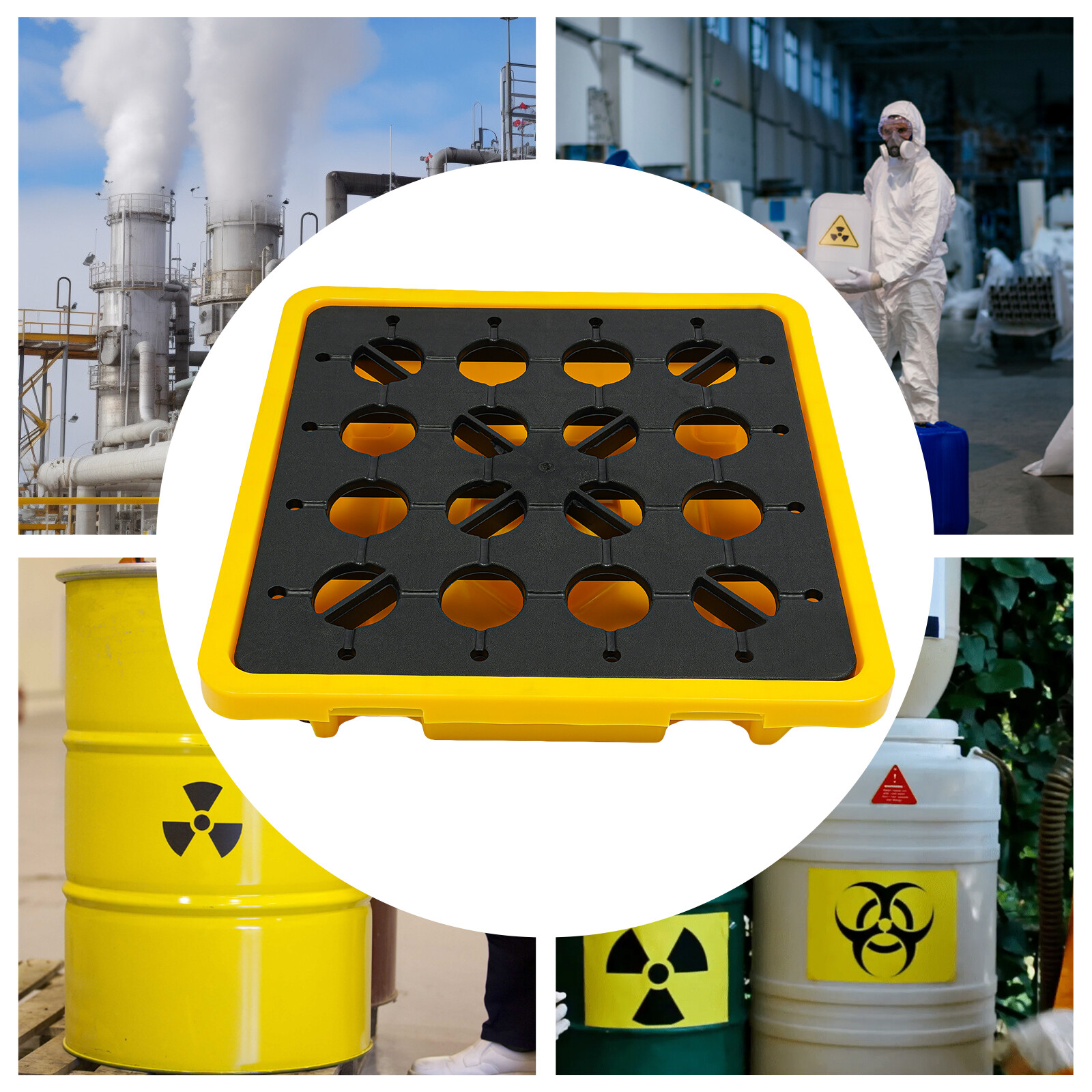 Leak Containment Platform, Overflow Containment Tray, Yellow and Black -
