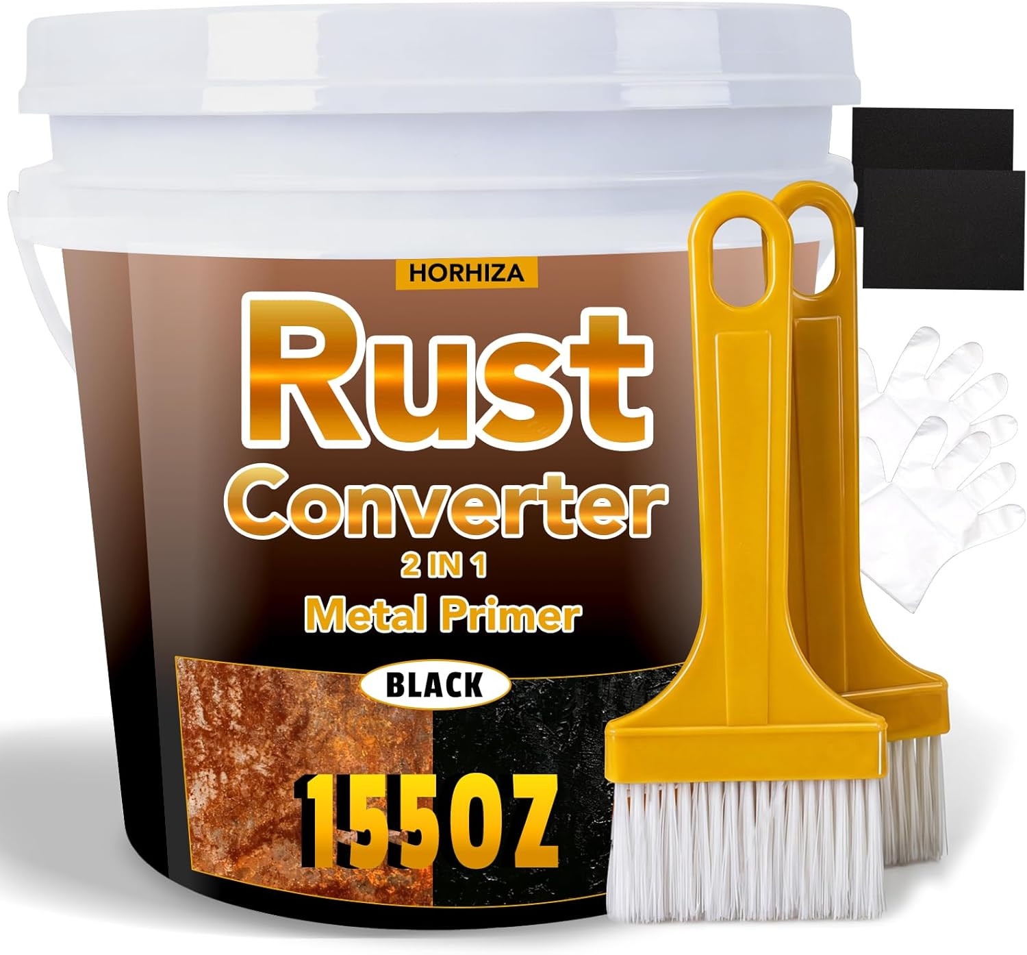 2 in 1 Rust Converter & Metal Primer, 155 Oz Black Rust Inhibitor Paint for Meta