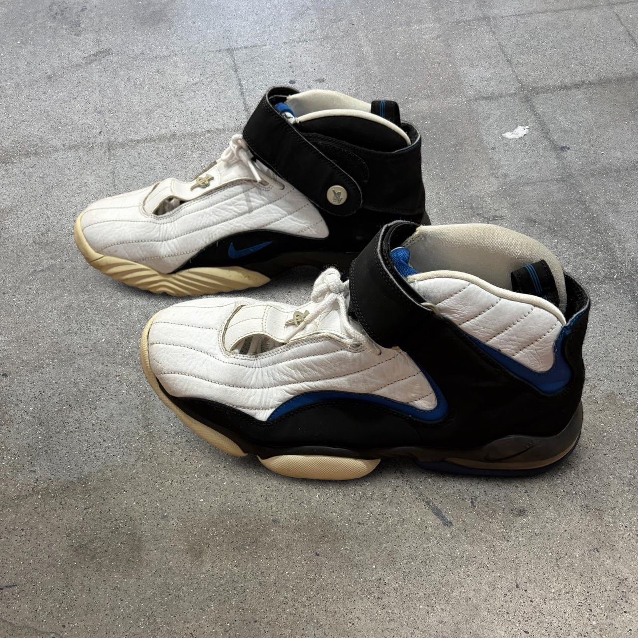 Vintage Penny Hardaway Black Blue White Nike Basketball Shoes Mens Size 11