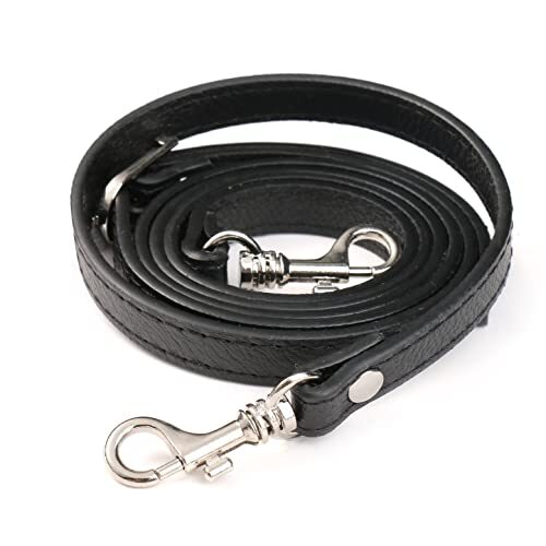 Leather Straps Replacement for Handbags,Purse Strap, Black With Silver Buckle