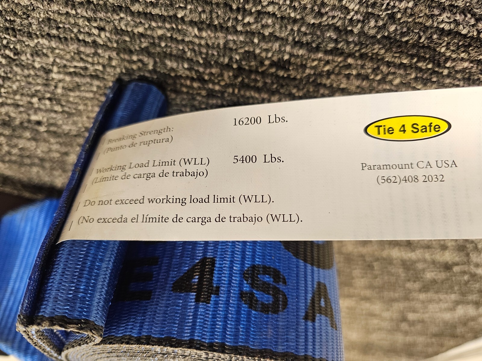(QTY 3)Tire 4 Safe 4" x 30' Tie Down Strap 5400lbs Working Load Limit
