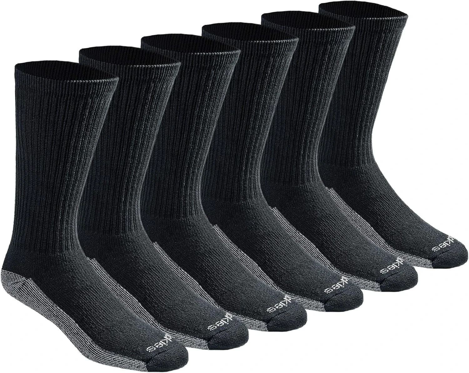 Dickies Men's Dri-Tech Original Moisture Control Crew Socks,M-XL-Black (6 Pairs