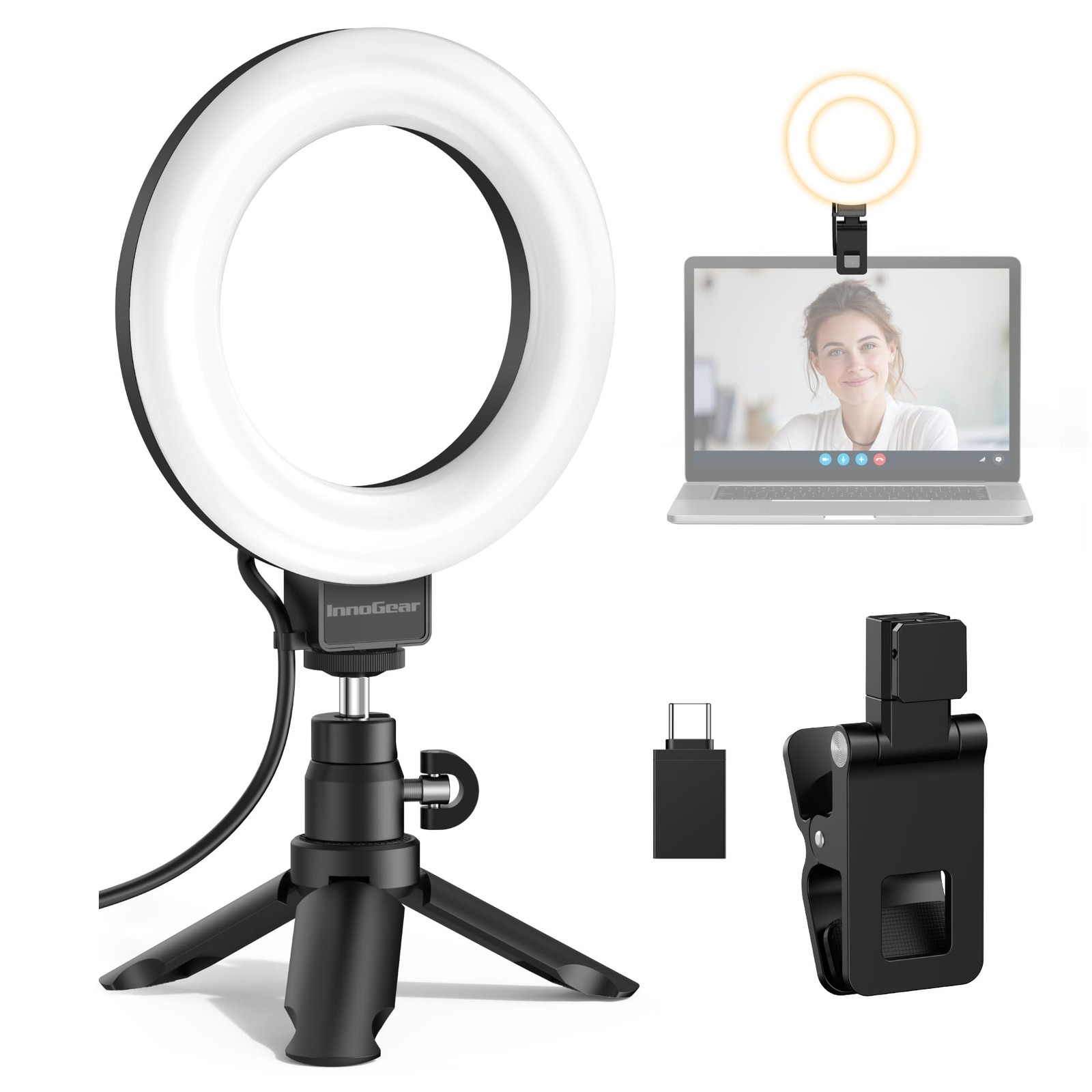 Video Conference Light, 5" 60 On-Video Lights for Monitor Desk Streaming Ligh...