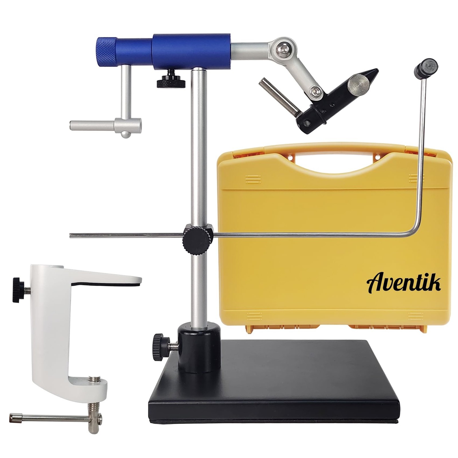 Aventik TrueGrip Fly Tying Vise 360° Rotary Blue Clamp & Base Fits 26-4/0