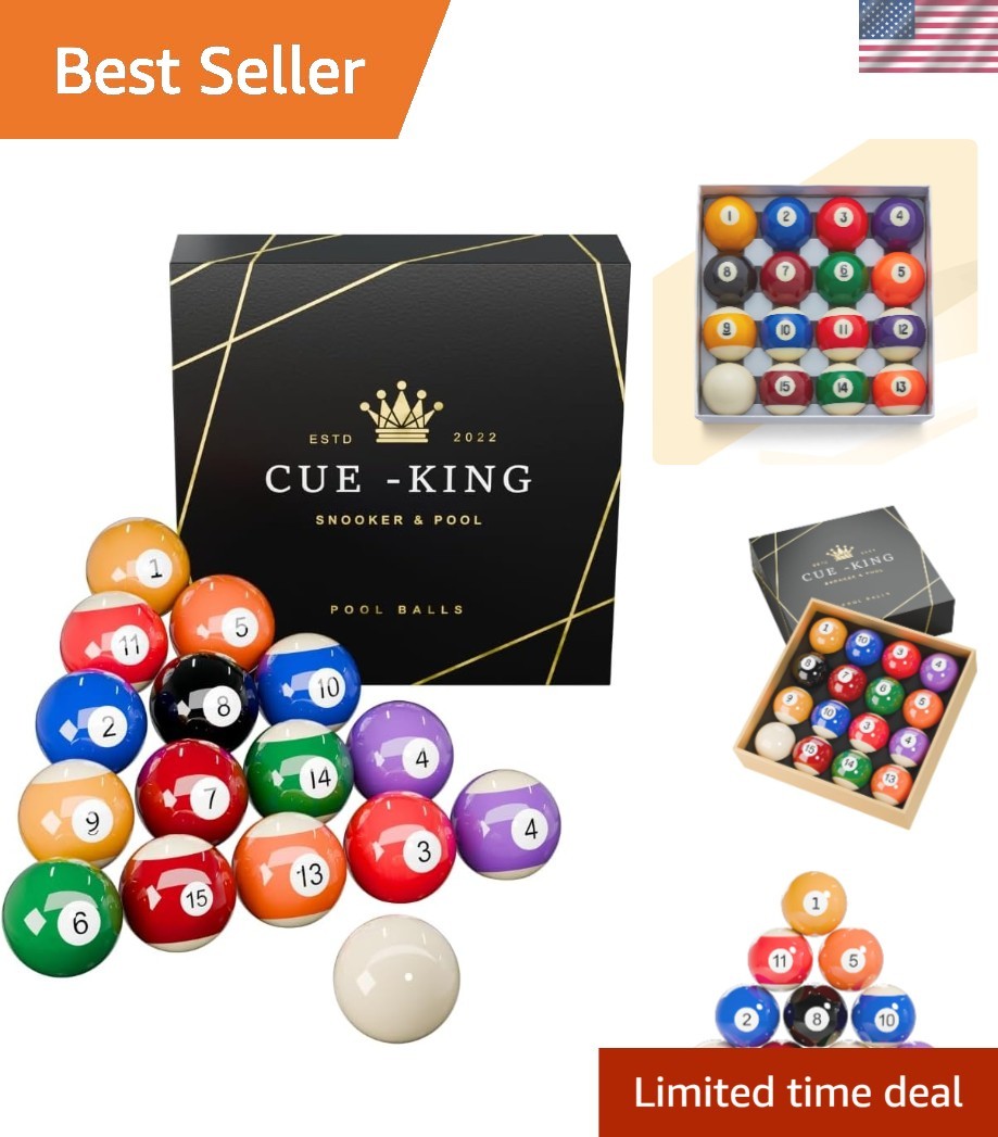 Vibrant 2.25” Competition-Grade Pool Balls - 16 Durable Phenolic Resin Balls