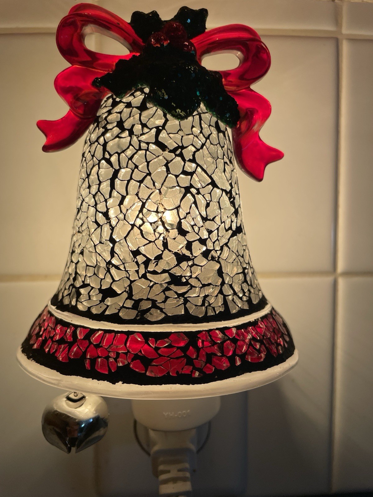 Christmas Bell Mosaic Plastic Night Light Plug In On/Off Switch