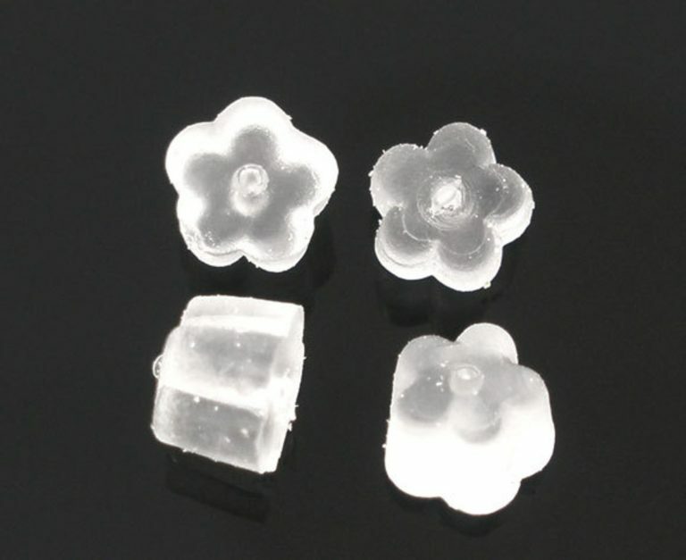 100 pcs (50 Pairs) Clear Translucent Rubber Earring Back Stoppers Nuts 4mm