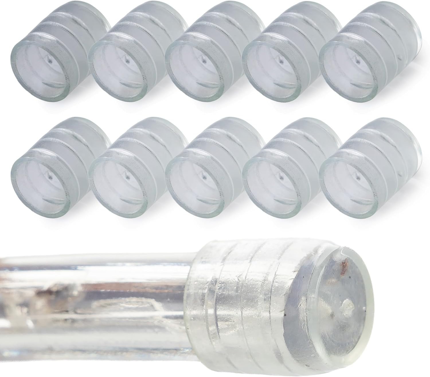 10pk 3/8 Inch LED Rope Light End Caps Clear PVC End Plugs for Lighting Strands