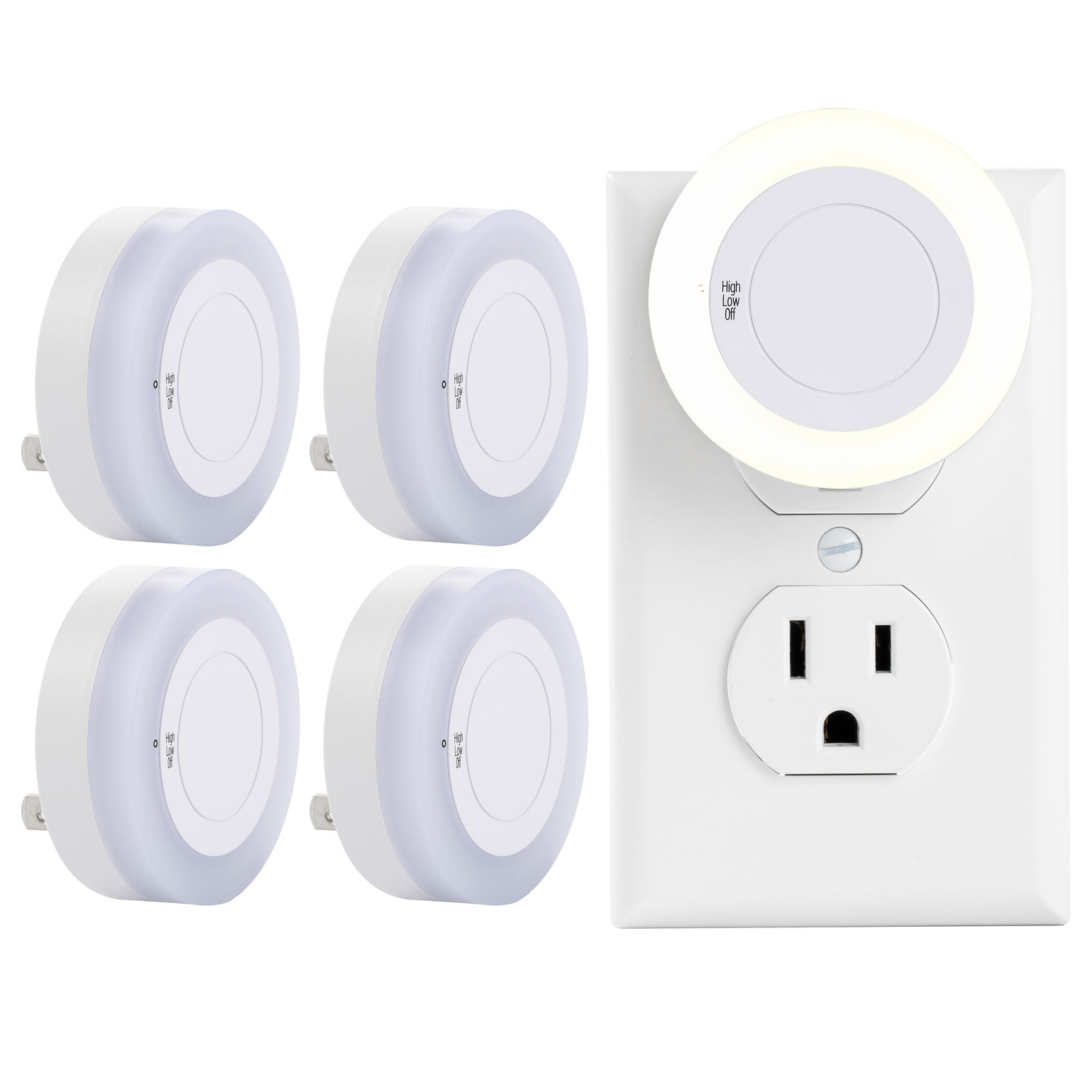 Night Light with High/Low/Off Switch, LED Manual Nightlight Max 20 Lumens, In...