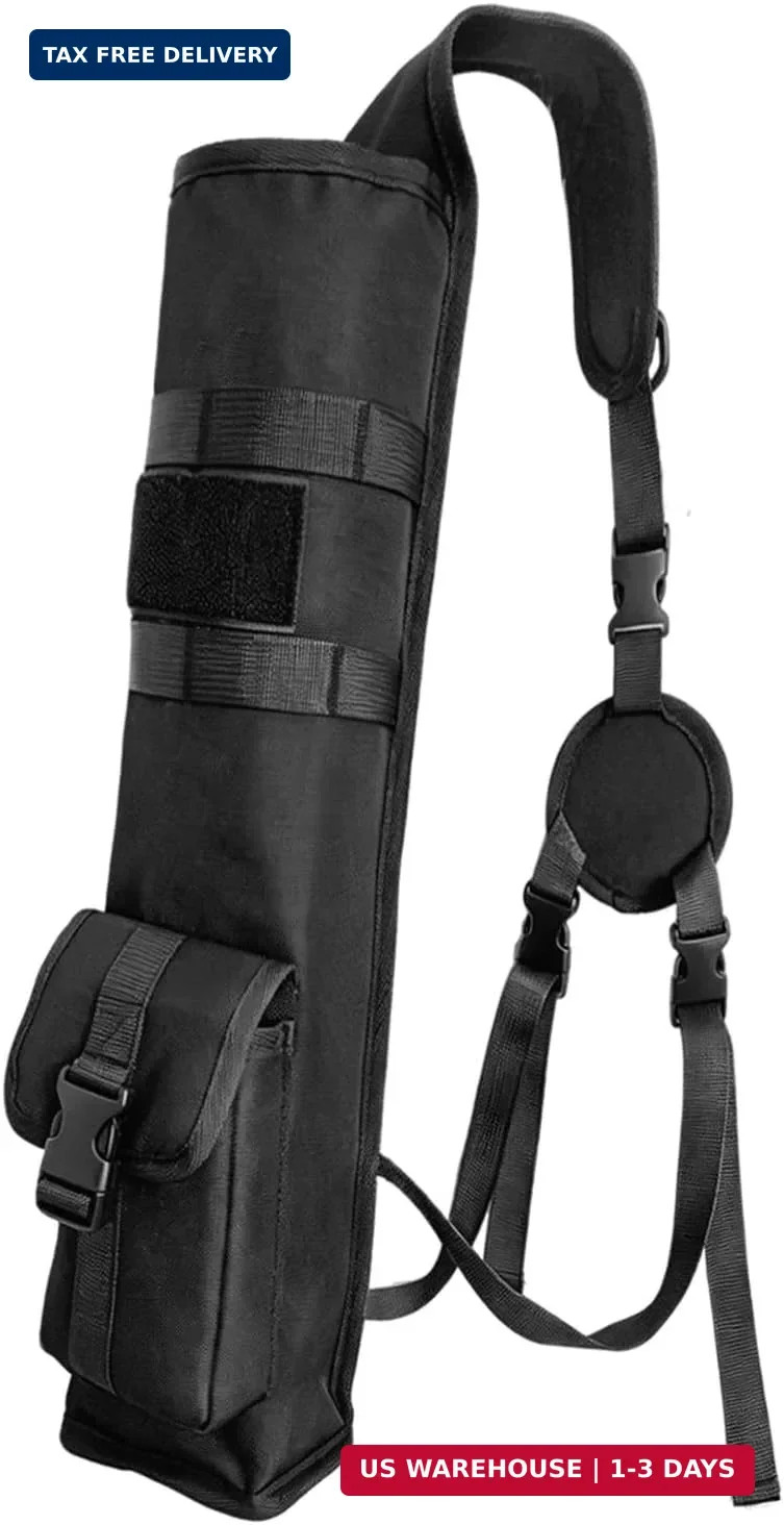Archery Lightweight Back Arrow Quiver with MOLLE System & Storage Pockets, Adjus
