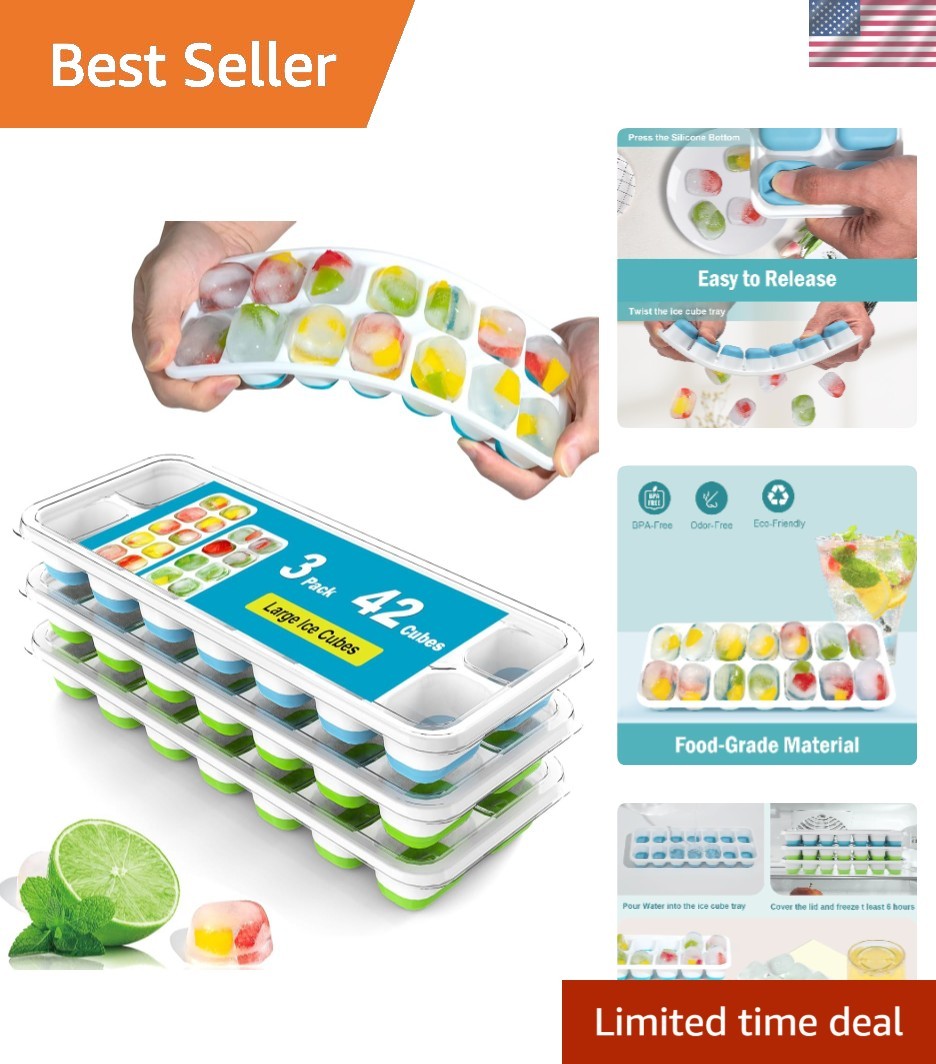 Smart Color-Coding Ice Cube Trays - 3 Pack, Perfect for Cocktails & Drinks
