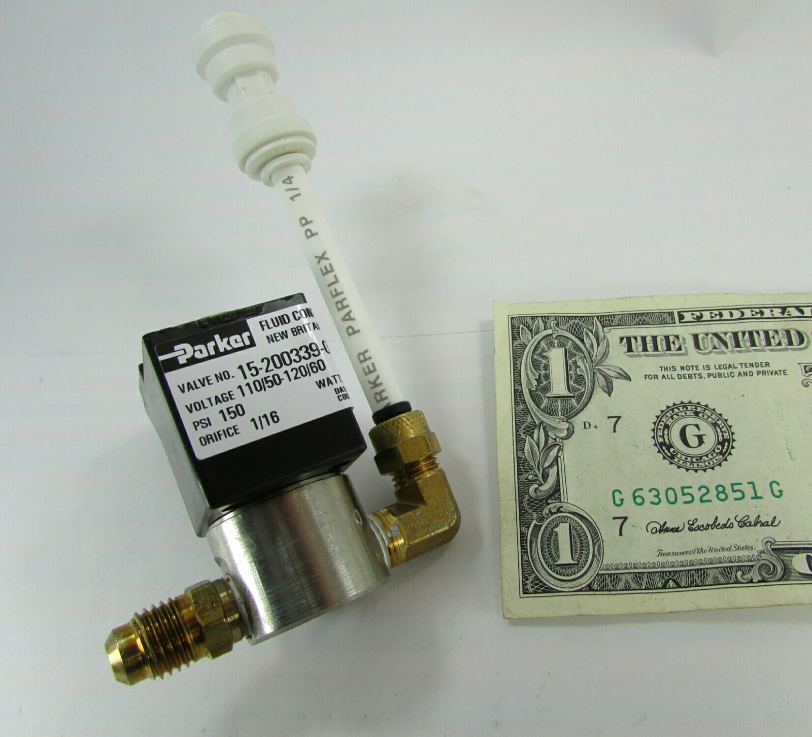 New Parker Stainless Steel Electric Solenoid Valves, 120V 150 PSI 1/16" Orifice