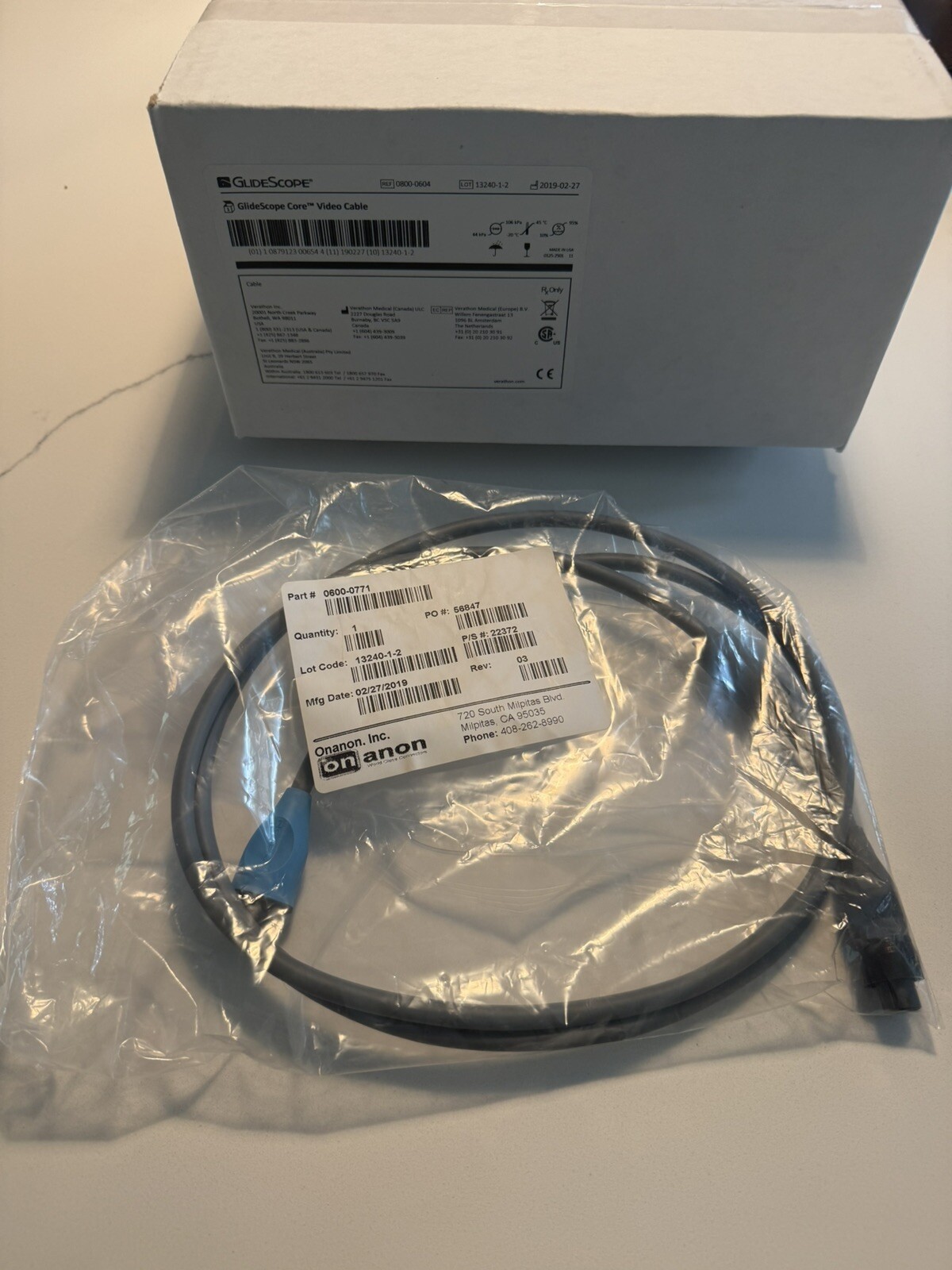New Verathon Glidescope CORE VIDEO CABLE (0600-0771) for use with Titanium Blade