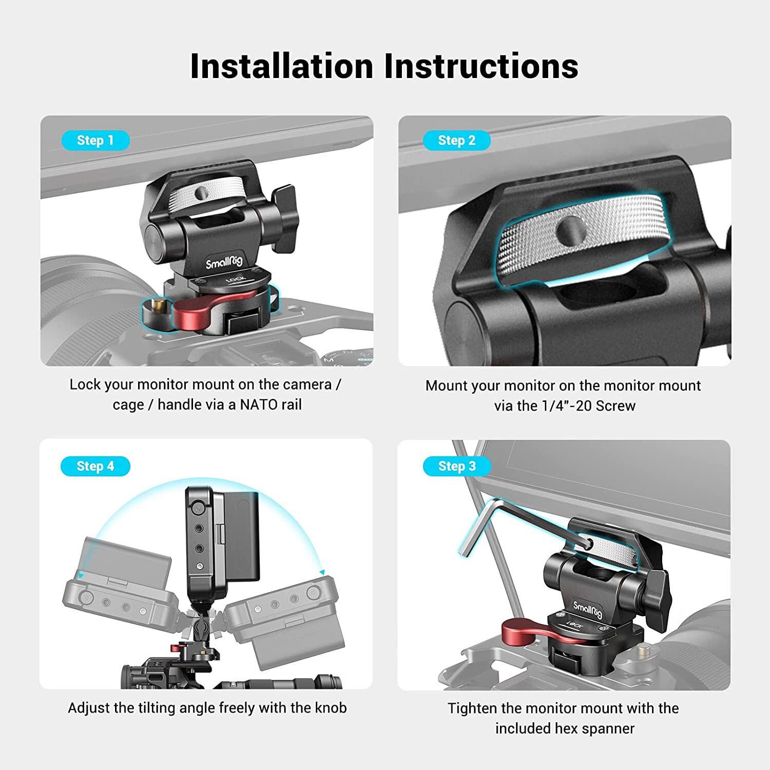 SmallRig Swivel and Tilt Adjustable Monitor Mount with NATO Clamp Mount -2906B
