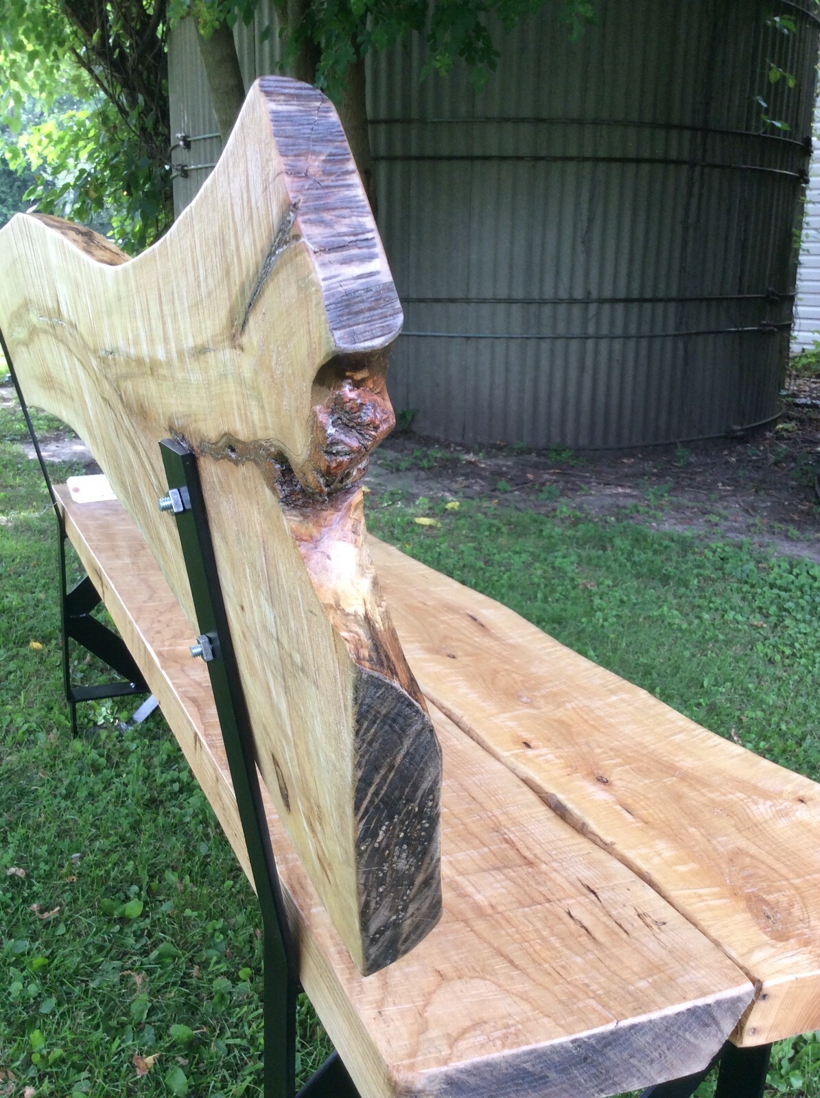 Bench Live Edge Ash Wood Solid Steel Black Legs Handcrafted Custom One of a Kind