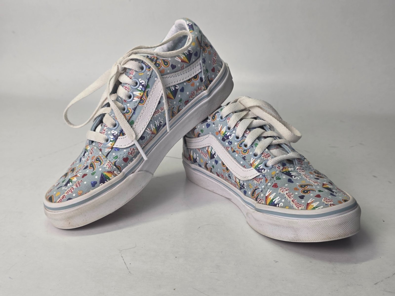 Vans Old Skool Youth Sneakers Size 2.5 Blue White Multicolor Low Top Shoes