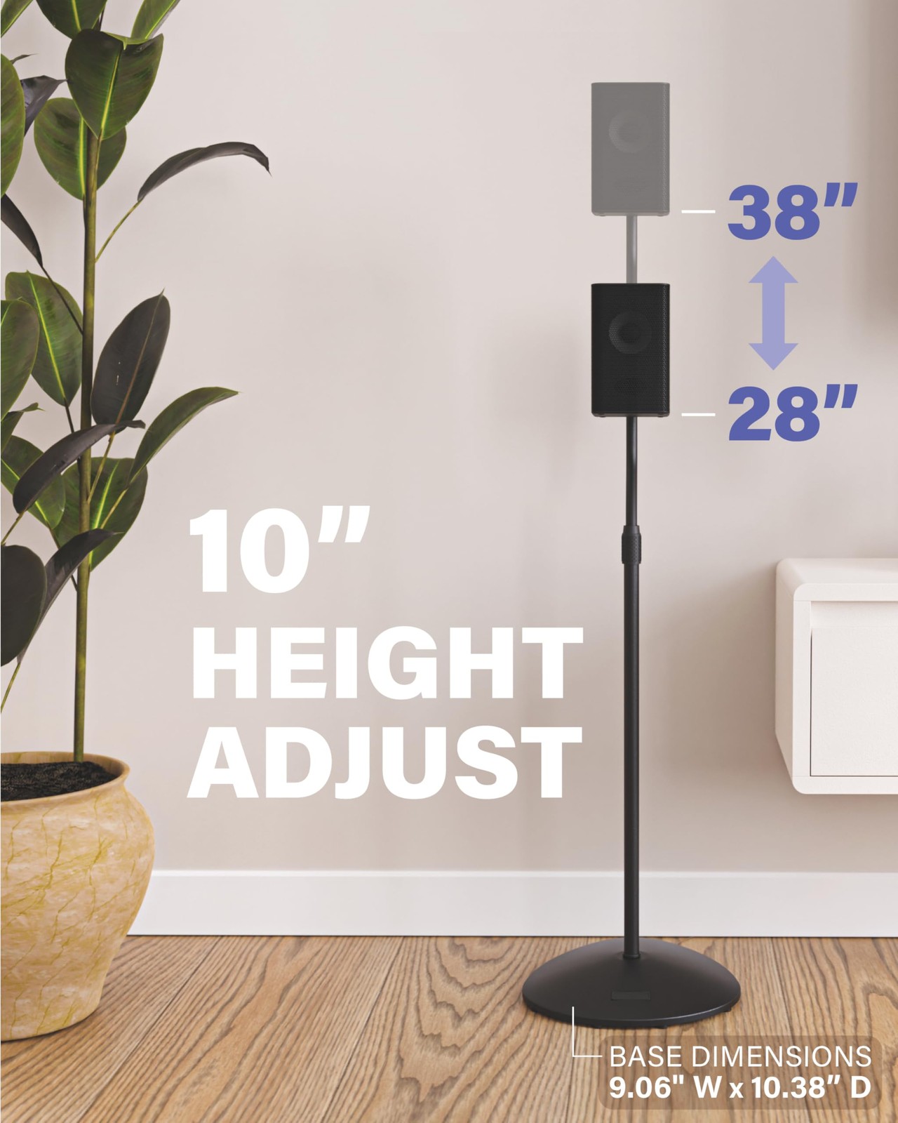 SANUS Adjustable Speaker Stands, Pair, 10 Height Adjustment, Universal Fit