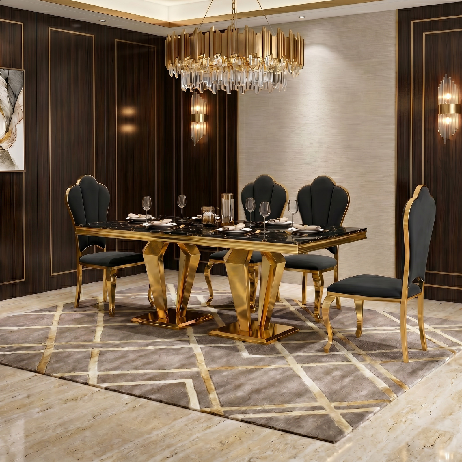 Dining Table Set for 4 with Upholstered Chairs Luxury Kitchen Table Chairs Set