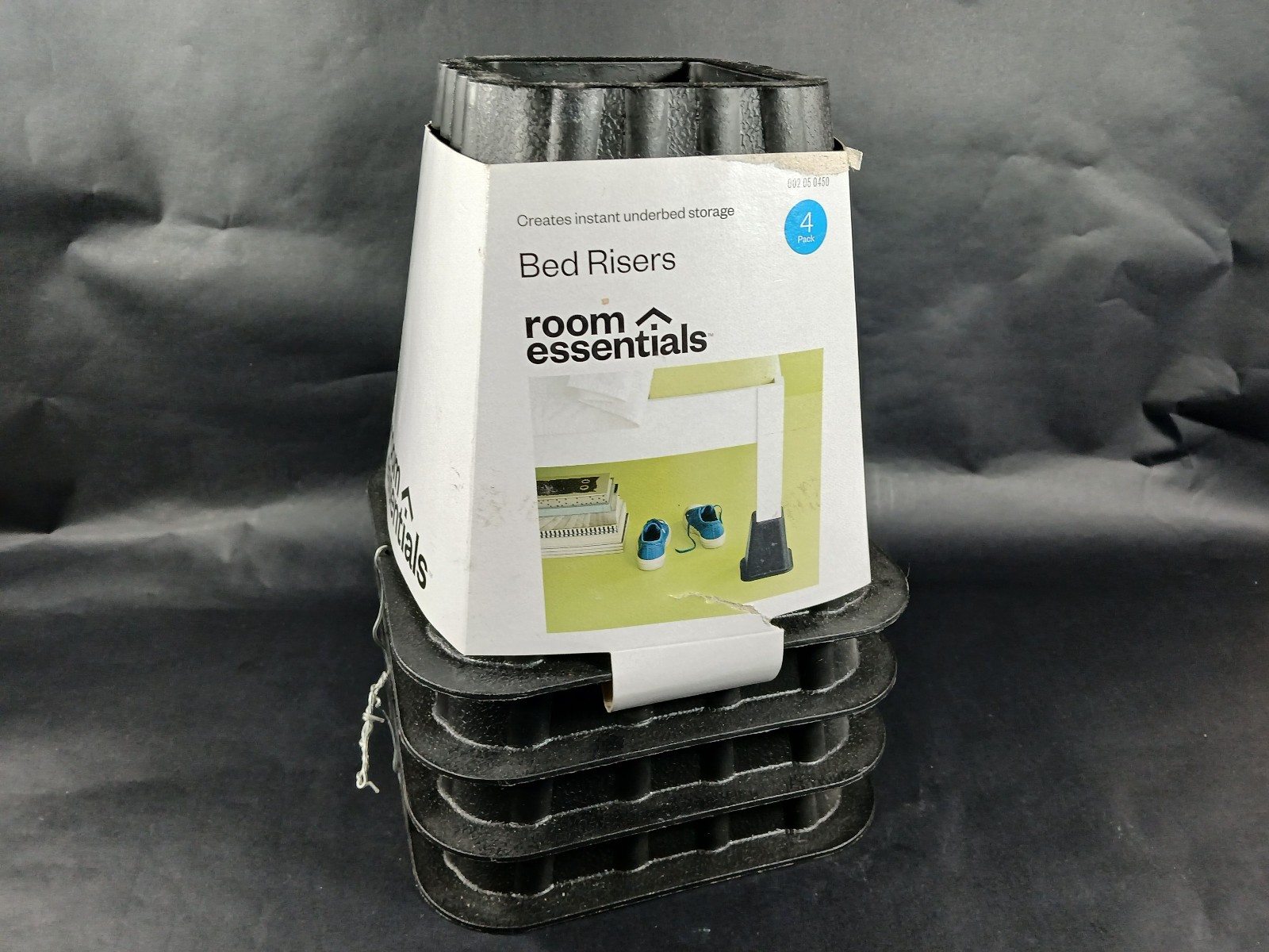 Room Essentials 4 Pack of 6” Plastic Black Bed Risers