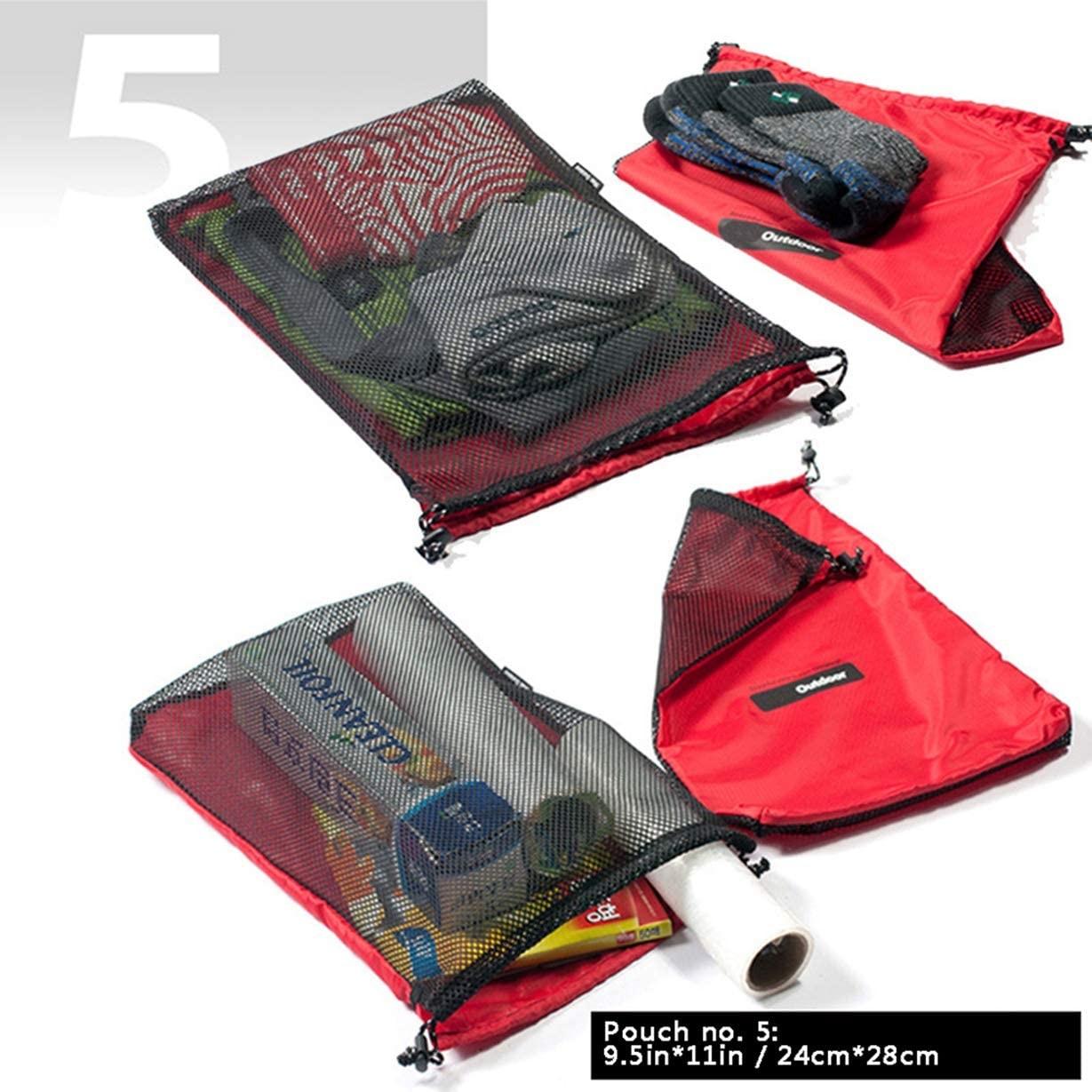 Drawstring Bags Nylon Cinch and Ditty Stuff Pouch Mesh-Stuff-Sack for Camping...