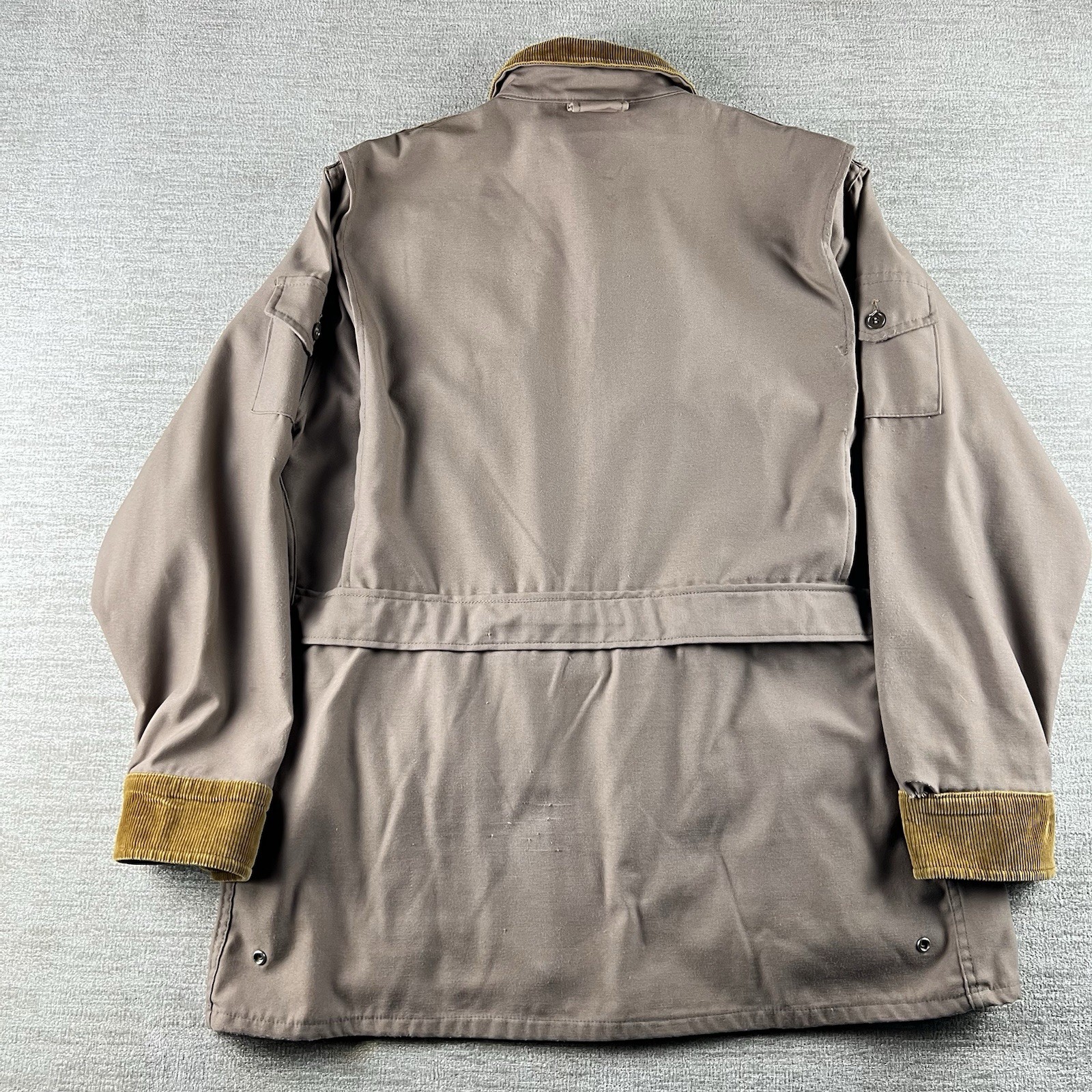 Vintage 10X Hunting Shooting Jacket Men Size L Brown Canvas Leather Pads USA 60s