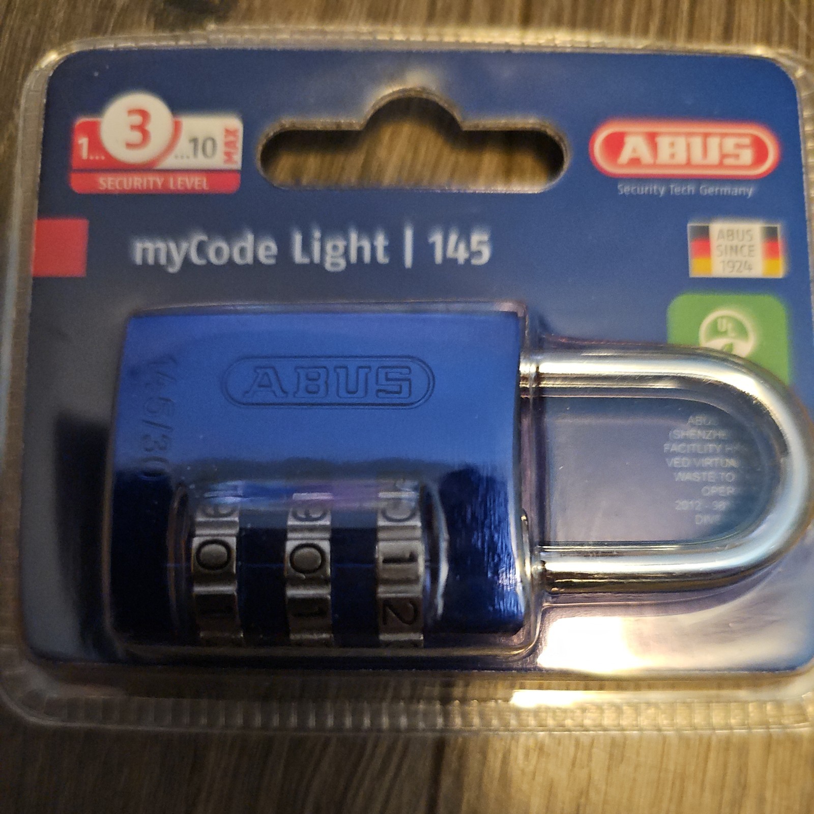 Abus myCode Light 145 Blue Resettable Sode Combination Padlock