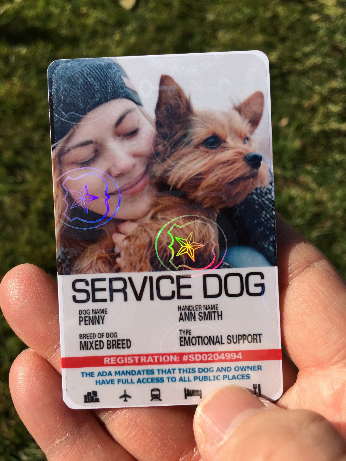 Service Dog Id Card Personalized ( ESA Service Dog ID Cards Hologram PVC ID )