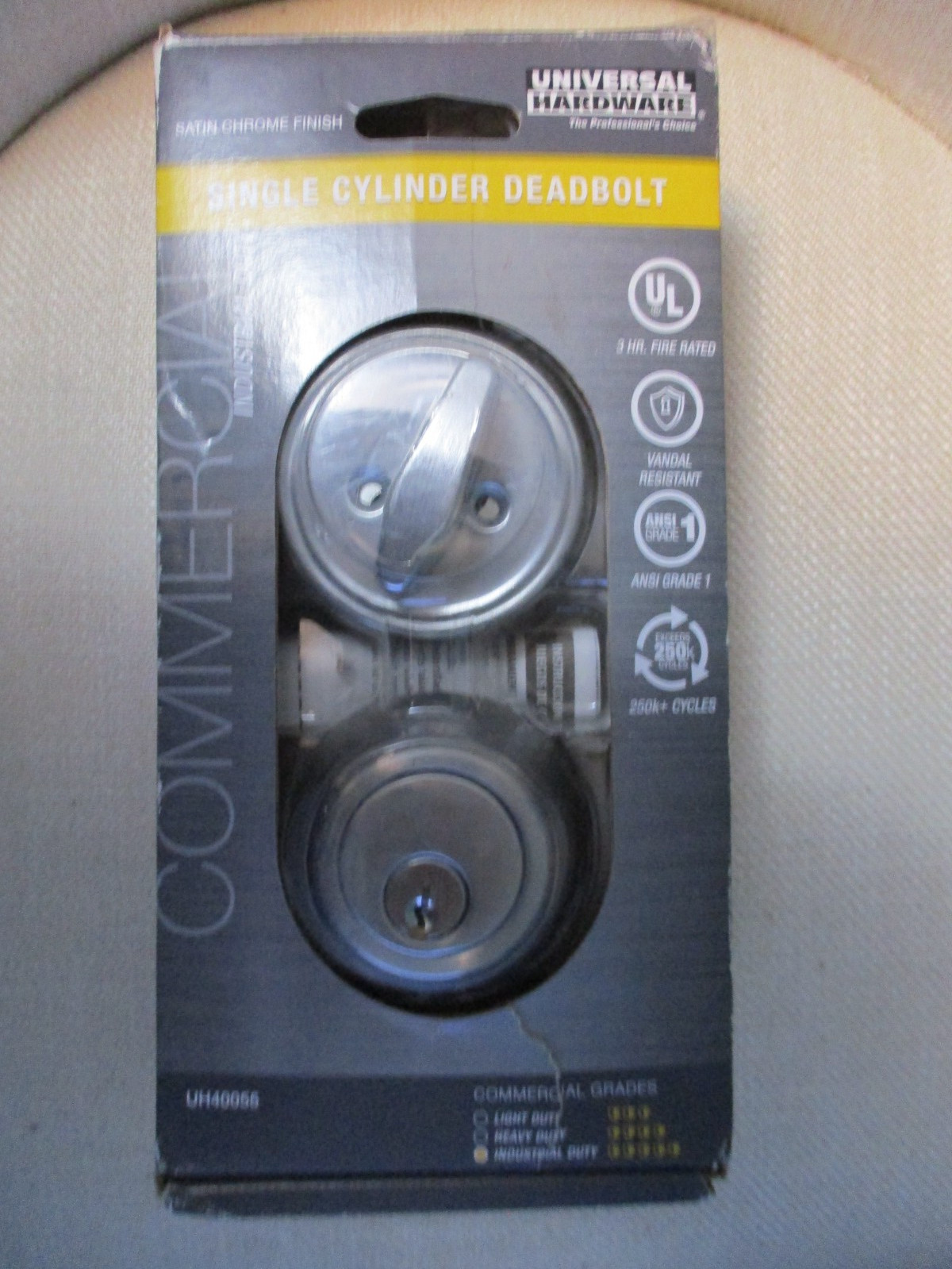 Universal Hardware Single Cylinder Deadbolt Satin Chrome Finish UH40055 ANSI 1