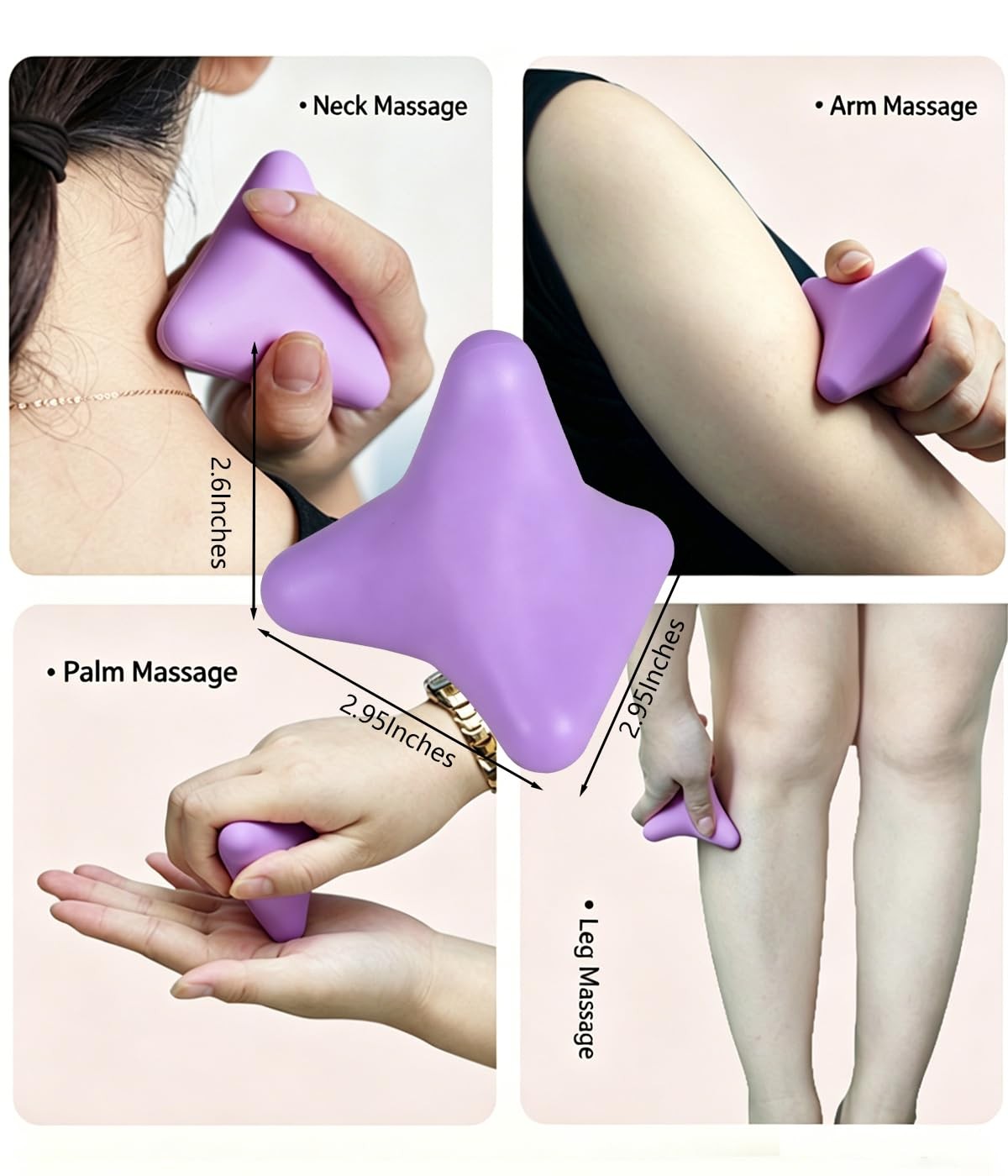 Runtlly Trigger Point Massage Tool, 3" × 2.6", Deep Tissue Manual Purple