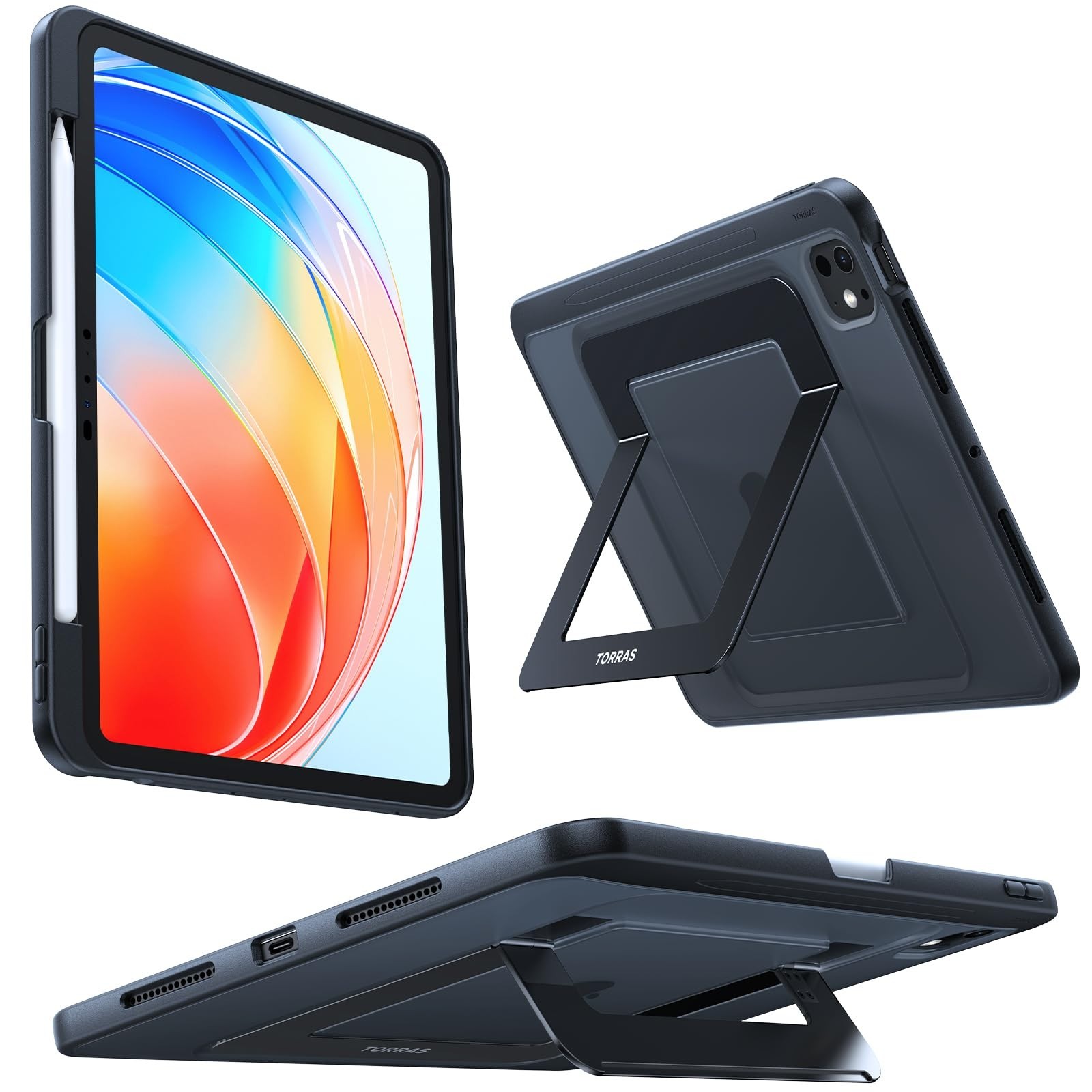 TORRAS Ostand K1 Guardian iPad Air 11 Case M4 M3 M2 Black