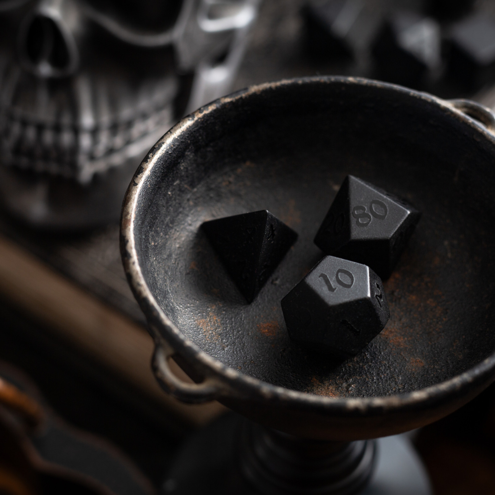 Black Night Raised Obsidian Gemstone DND Dice Set