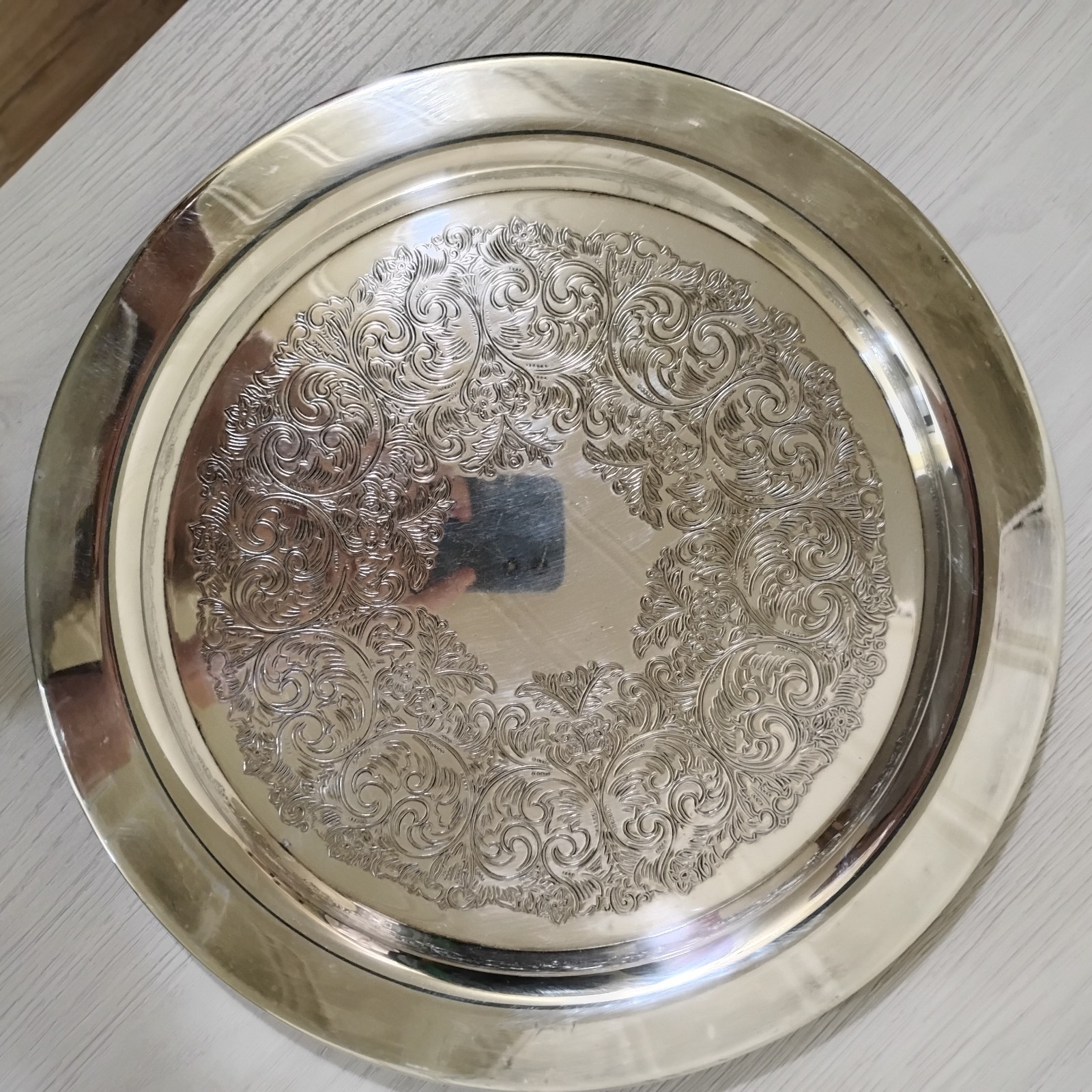 Vintage Oneida Silversmiths Silverplate Park Lane 12" Round Serving Tray Platter
