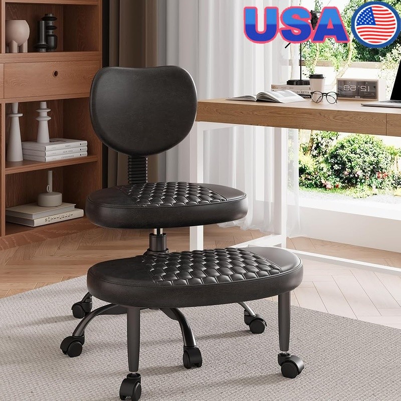 Cross Legged Office Chair Criss Cross Rolling Desk Chair Faux Leather Ergonomic