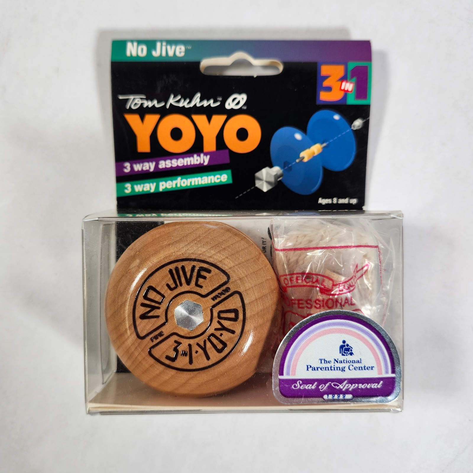 Vintage 90s Tom Kuhn No Jive 3-in-1 Special Yo-Yo #20302 Wood USA NOS NEW in Box