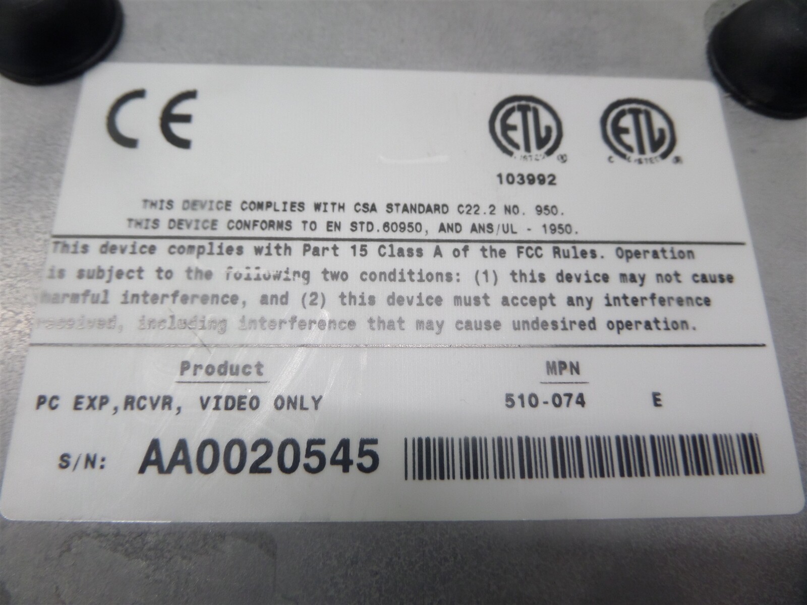 Cybex PC Expander Video 510-074 E Receiver