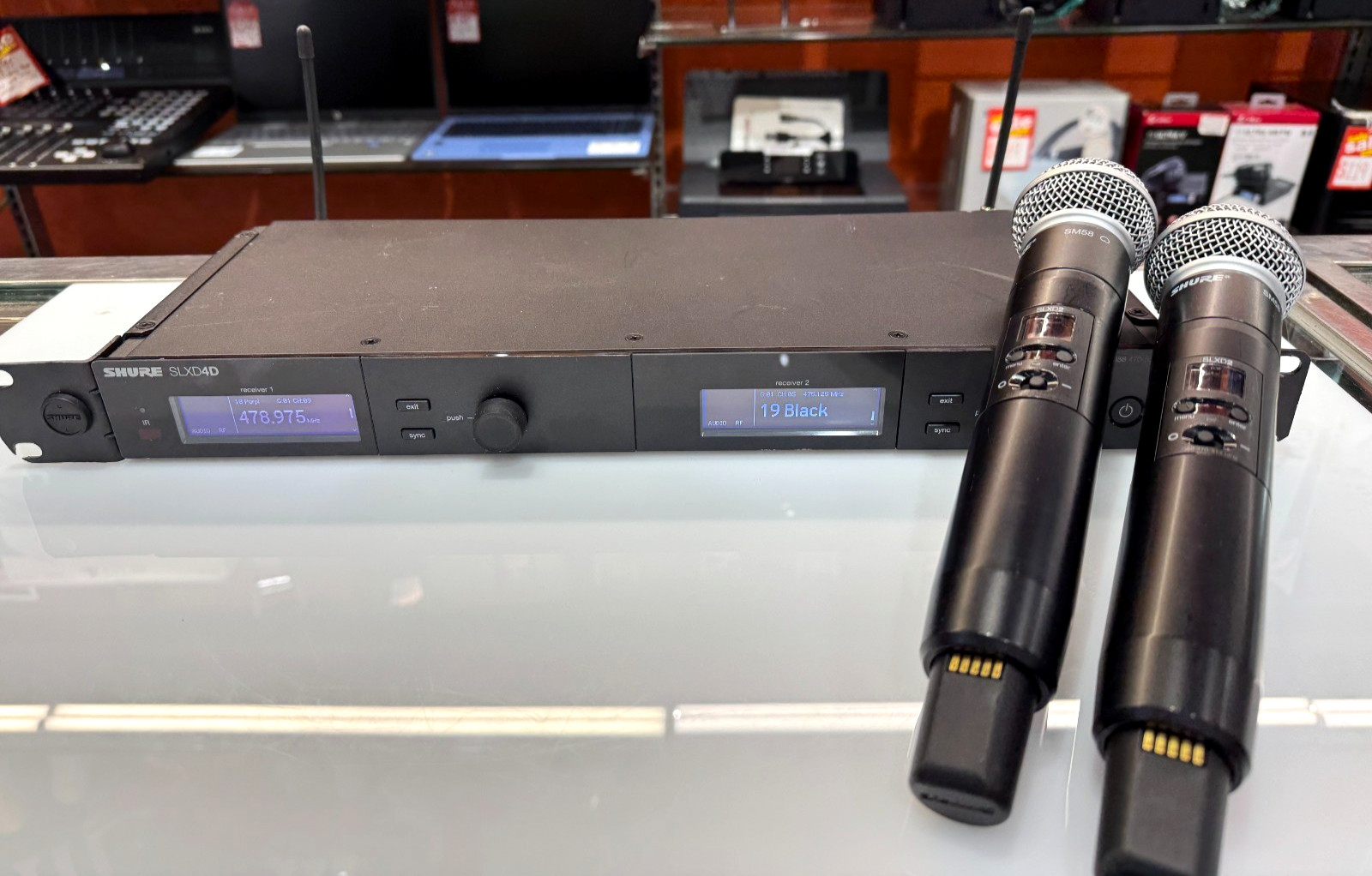 Shure SLXD4D Wireless Receiver W/SLXD2 Transmitters & SM58 Cardioid Mic Capsules